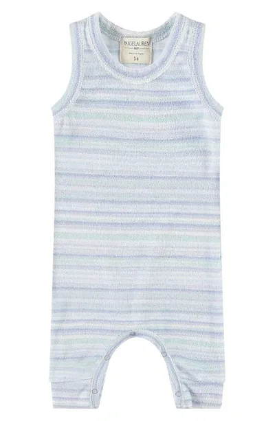 Paigelauren Babies' French Terry Romper In Blue Multi Stripe