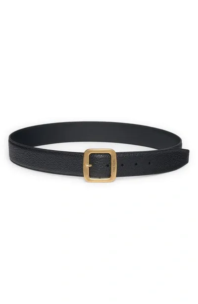 Tom Ford Buffalo Grain Calfskin Leather Belt In Black