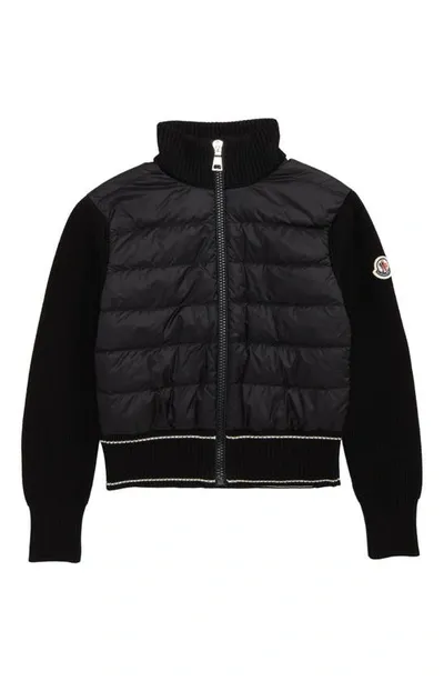 Moncler Tricot Knit Cardigan Down Jacket In Black