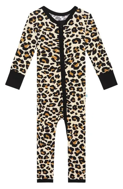 Posh Peanut Babies' Lana Leopard Fitted Convertible Footie Pajamas In Light Beige