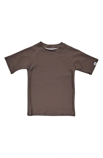 Snapper Rock Kids' Short Sleeve Recycled Blend Rashguard In Brown