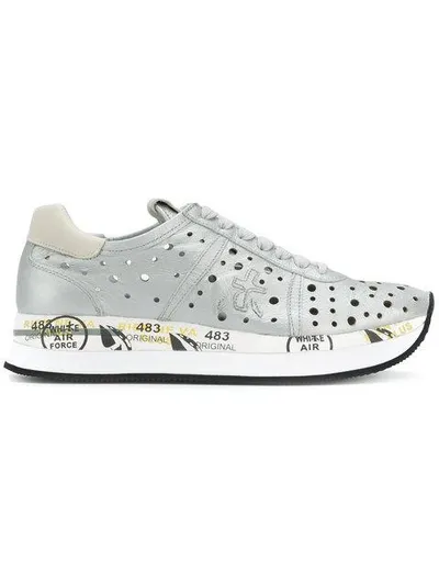 White Premiata Conny Sneakers In Metallic