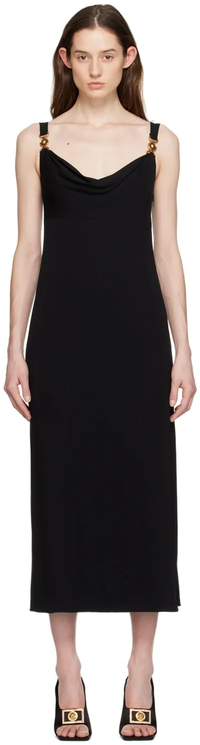 Versace Medusa Plaque Midi Dress In Black