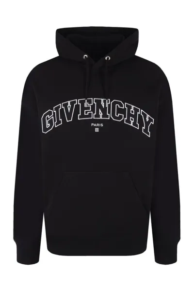 Givenchy Slim Fit Hoodie In Felpa With Patch In Black