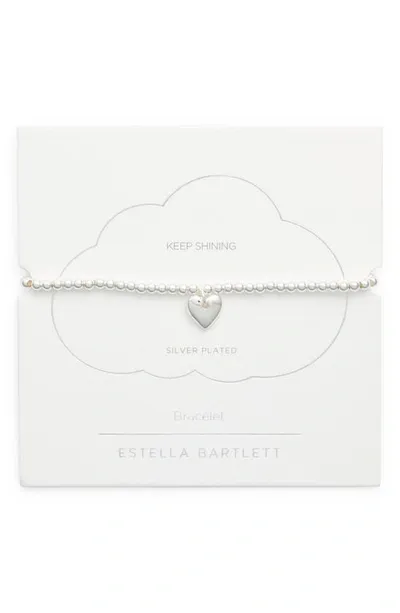 Estella Bartlett Sienna Cushion Heart Charm Bracelet In Silver