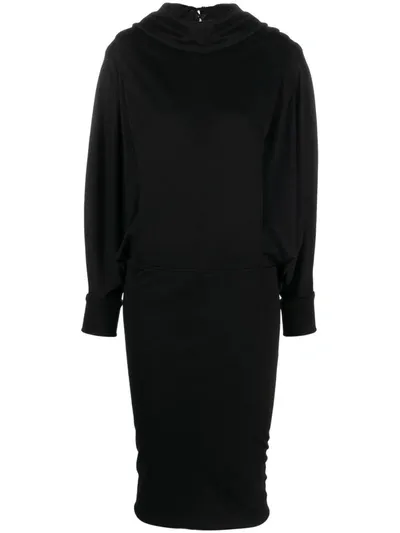 Saint Laurent Roll-neck Mini Dress In Black