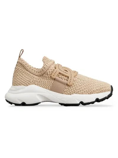 Tod's Women's Sport. Run Logo-accented Knit Slip-on Sneakers In Light Camel