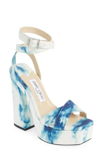 Jimmy Choo Gaia Tie Dye Platform Sandals In Latte Mix