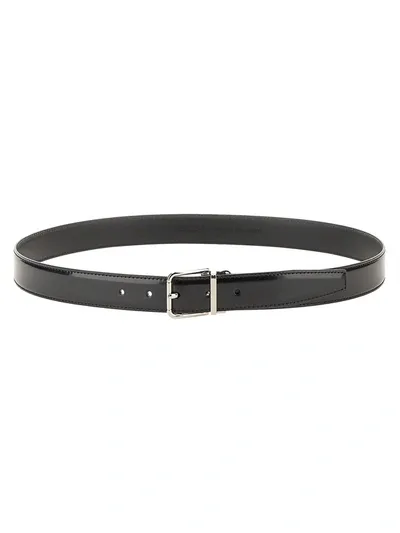 Dolce & Gabbana Thin Leather Belt In Black