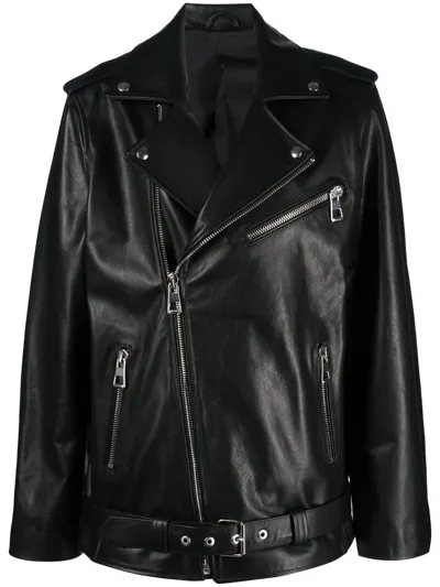 Manokhi Leather Biker Jacket In Schwarz