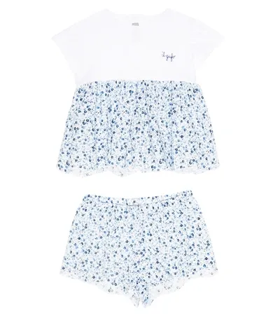 Il Gufo Baby Cotton Dress And Shorts In Blue