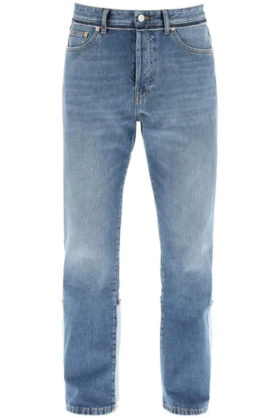 Valentino Rockstud-detail Straight-leg Jeans In Blue