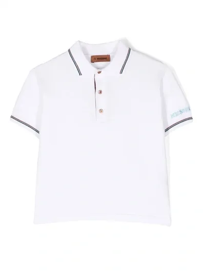 Missoni Kids' Logo-print Short-sleeved Polo Shirt In White