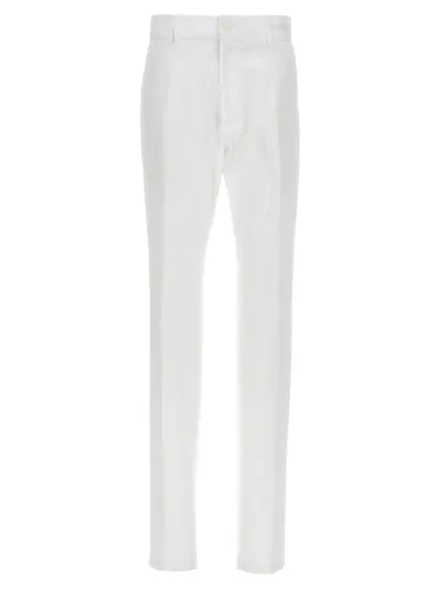 Dolce & Gabbana Logo Patch Tailored Trousers In Biancoottico