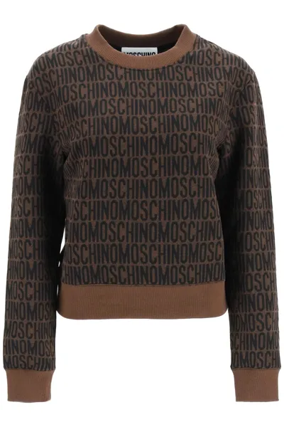 Moschino Monogram Crewneck Jumper In Brown,black