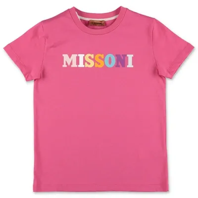 Missoni Kids'  T-shirt Fucsia In Jersey Di Cotone