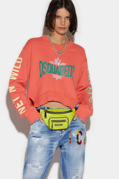 Dsquared2 D2 Leaf Cut Sweatshirt In Orange