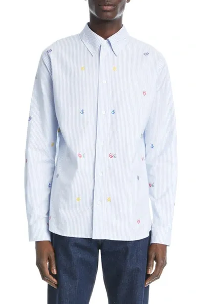 Kenzo Pixel Stripe Button-down Shirt In Multi-colour