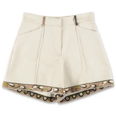 Emilio Pucci Kids'  Shorts Beige In Cotone In Marrone