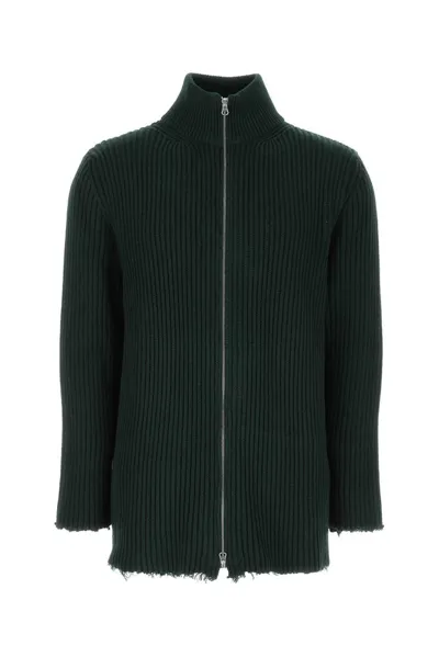 Mm6 Maison Margiela Distressed Zip-up Jumper In Green