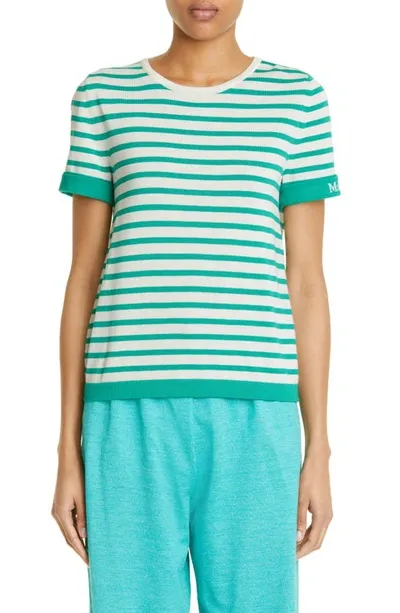 Max Mara Limone Stripe Sweater In Turchese