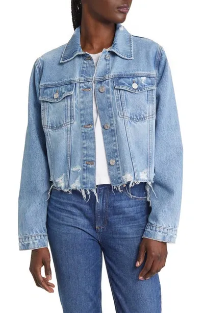 Frame Vintage Cropped Denim Jacket In Rossum Two Year Rips