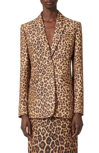 Valentino Animal-print Wool-silk Blazer In Animal Print