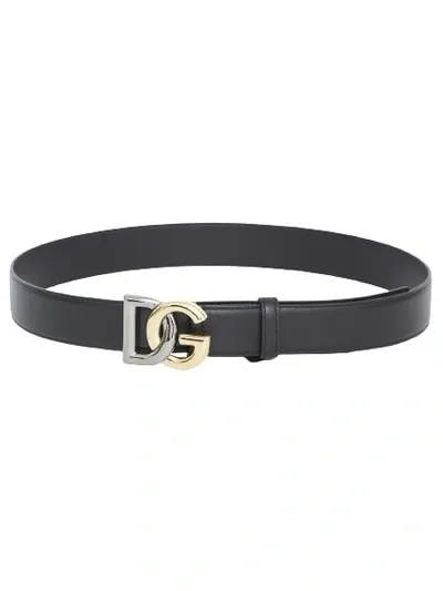 Dolce & Gabbana Dg Logo Belt In Black