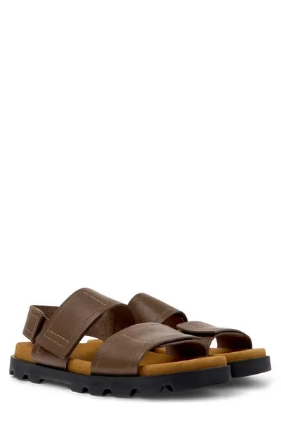 Camper Brutus Leather Sandals In Medium Brown