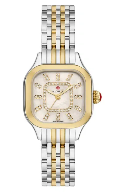 Michele Meggie Diamond Dial Two-tone Bracelet Watch, 29mm