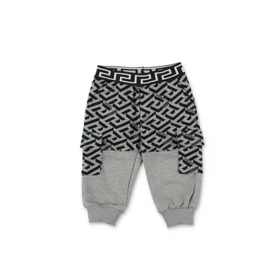 Versace Pantaloni Grigio E Nero In Felpa Di Cotone Baby Boy