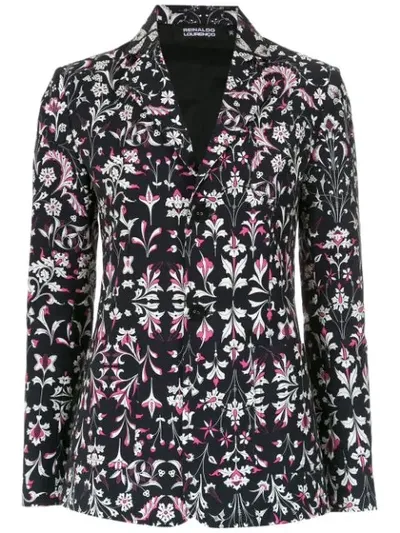 Reinaldo Lourenço Floral Print Blazer In Black