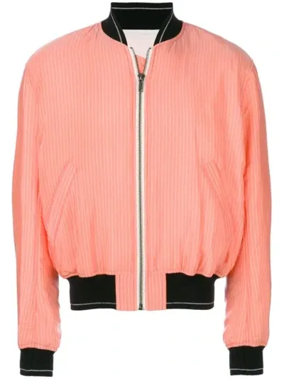 Haider Ackermann Pinstripes Zip-up Bomber Jacket In Yellow