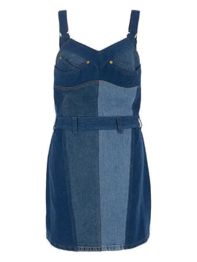 Marine Serre Short Denim Dress In Blue