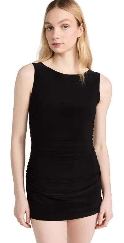 Norma Kamali Ruched Stretch-jersey Mini Dress In Black