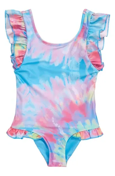 Boardies Kids' Ruffles Tie-dye One-piece Swimsuit In Multi