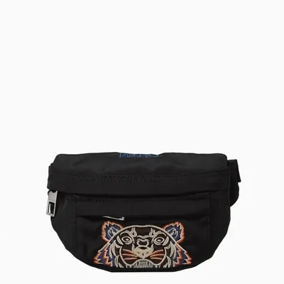 Kenzo Bumbag Nylon Pouch With Tiger Embroidery In Black