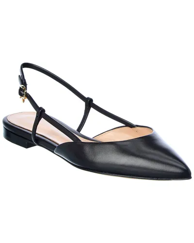 Gianvito Rossi Leather Slingback Flat In Black