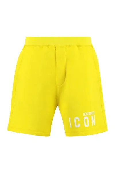 Dsquared2 Logo Print Sweatshorts In Yellow