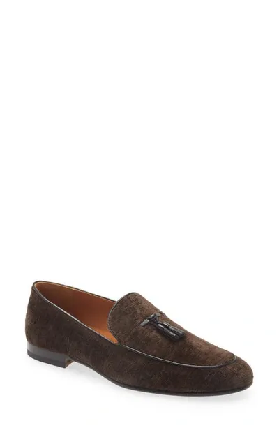 Tom Ford Linen Velveteen Loafer In Brown