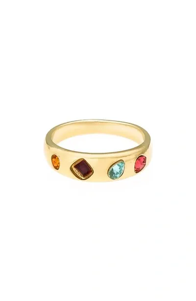 Ettika Rainbow Crystal Band Ring In Gold