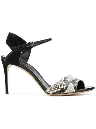 Casadei Snakeskin Detail Ankle Strap Sandals In Black