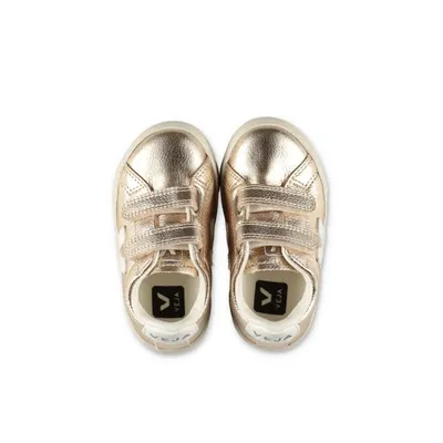 Veja Kids'  Sneakers Oro In Similpelle Con Velcro Bambina