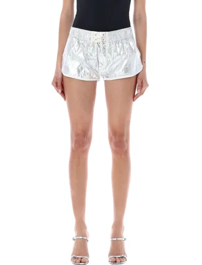 Tom Ford Metallic Crinkle Nylon Running Shorts In Silver