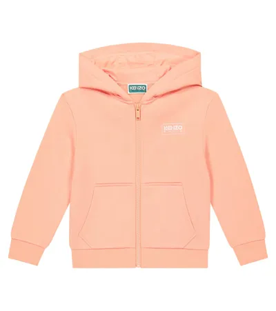 Kenzo Kids' Logo Cotton-blend Hoodie In Pink