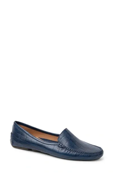 Patricia Green Jillian Driving Moccasin Shoes In Navy Crocodile