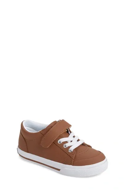 Footmates Kids' Reese Sneaker In Brown Leather