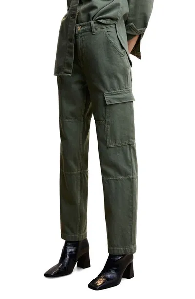 Mango Cargo Style Straight Jeans Khaki