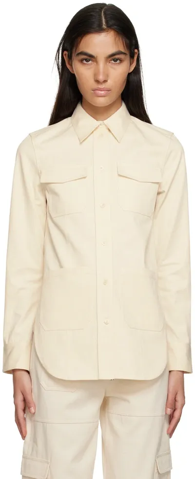 Totême Patch Pocket Cotton Shirt In Ecru