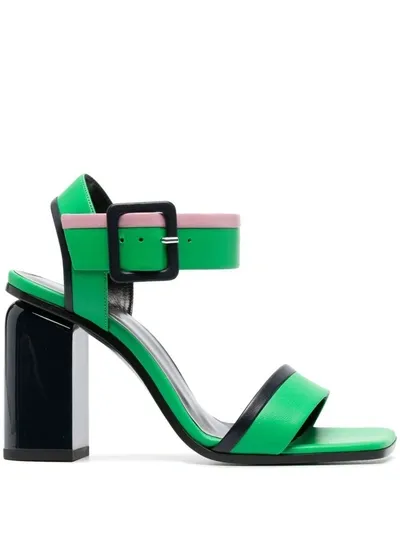 Pierre Hardy 100mm Block Heel Sandals In Green